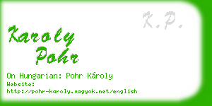 karoly pohr business card